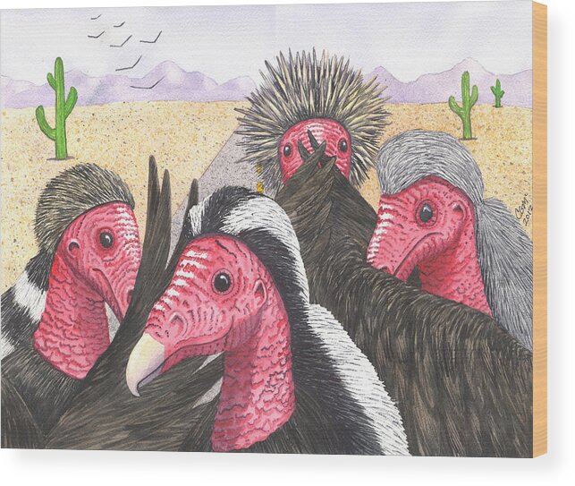 Vulture Wood Print featuring the painting Oh My by Catherine G McElroy