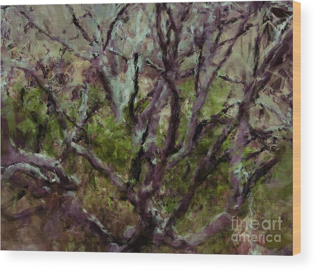 Tree Wood Print featuring the painting Painted Tree by Julie Lueders 