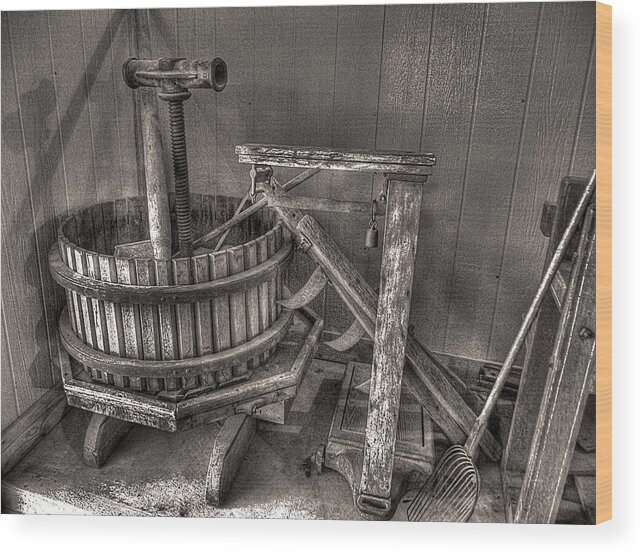 Wine Press Wood Print featuring the photograph Press and Scale by William Fields