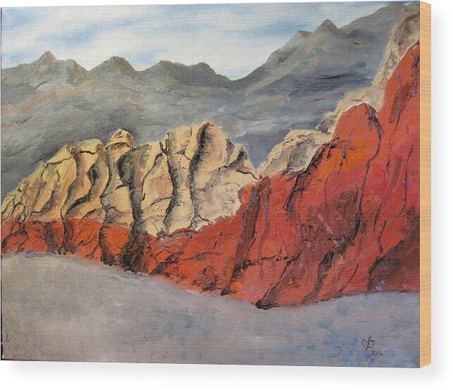Desert Wood Print featuring the painting Red Rock Canyon by Claudia Croneberger
