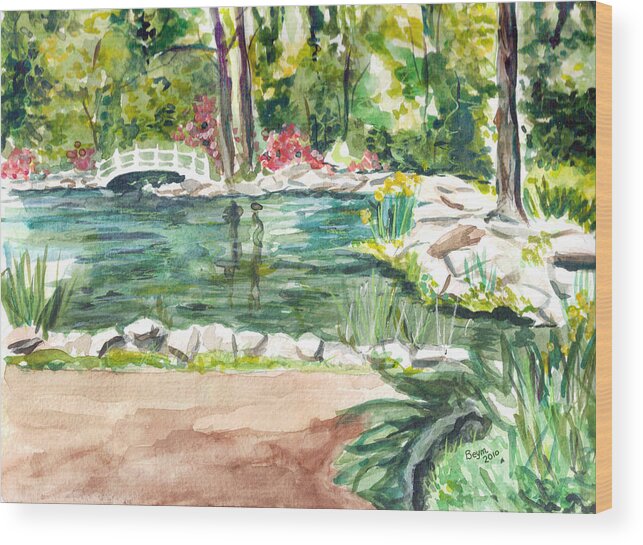 Pond Wood Print featuring the painting Sayen Pond by Clara Sue Beym