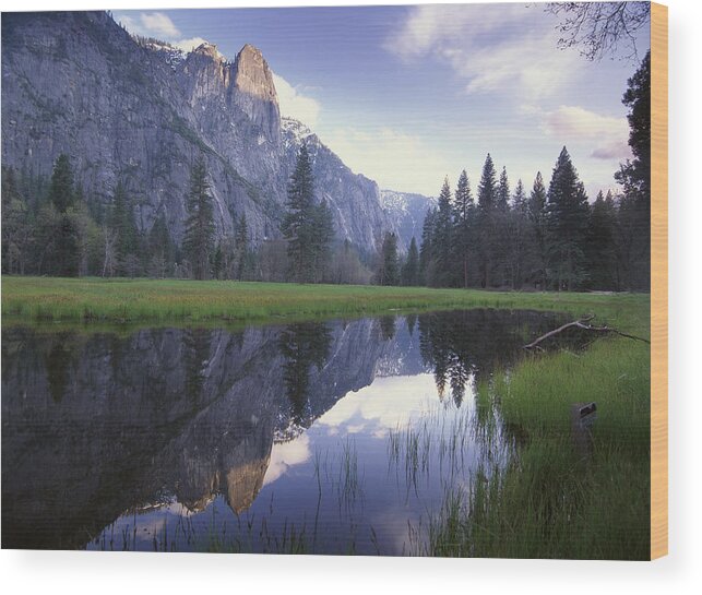 00174806 Wood Print featuring the photograph Sentinel Rock Reflected In Water by Tim Fitzharris