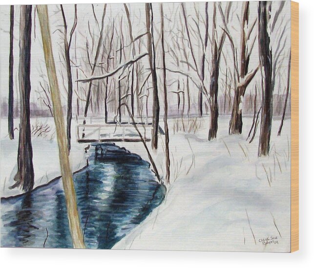 Winter Wood Print featuring the painting Shawnee Stream 2 by Clara Sue Beym