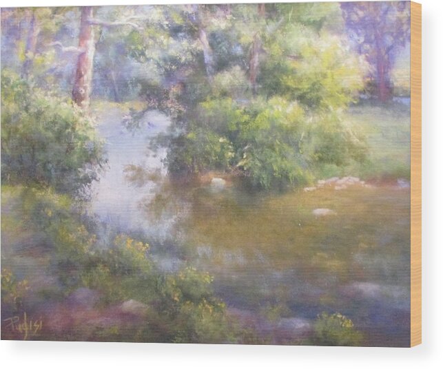 Landscape Wood Print featuring the pastel Summer Green by Bill Puglisi