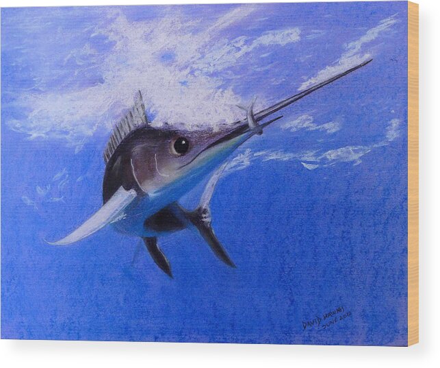 Water Wood Print featuring the painting sword Fish by David Hawkes