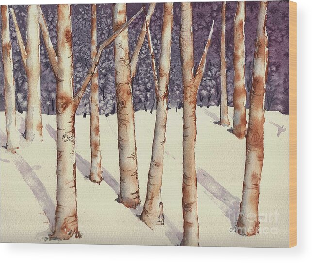 Watercolor Wood Print featuring the painting The Darkness Behind Me by Lynn Babineau