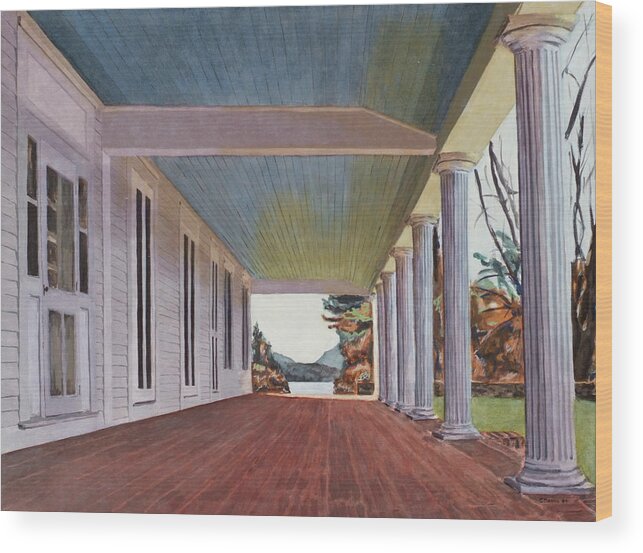 Urban Wood Print featuring the painting The Fells Porch Looking South by Craig Morris