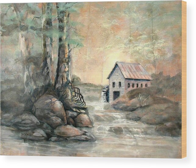 Grist Mill Wood Print featuring the painting The Grist Mill by Gary Partin