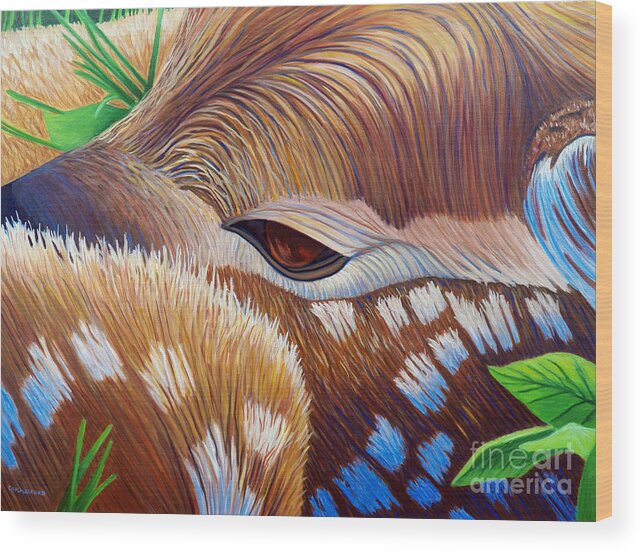 Fawn Wood Print featuring the painting This Life We Share by Brian Commerford