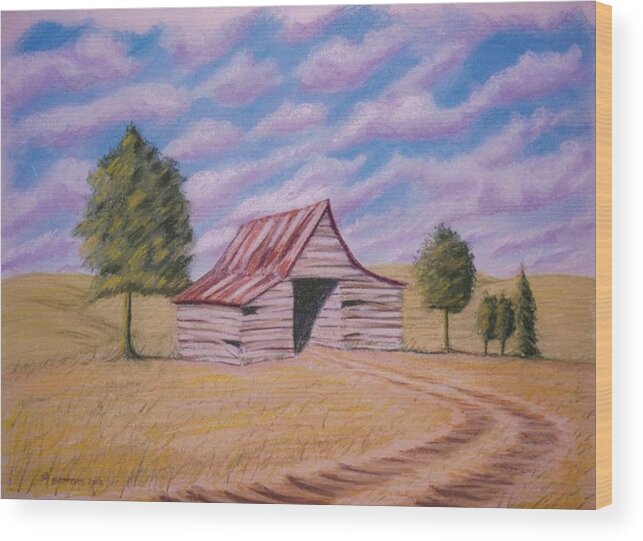 Pastel Wood Print featuring the pastel Tractor Shed by Stacy C Bottoms