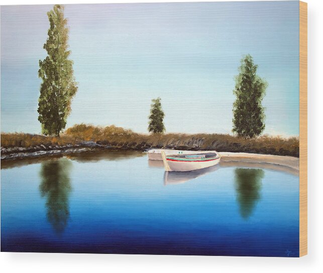 Water Wood Print featuring the painting Tranquil Waters by Larry Cirigliano