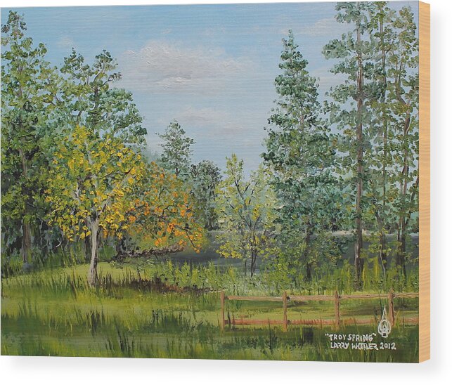 Troy Spring State Park Wood Print featuring the painting Troy Spring by Larry Whitler