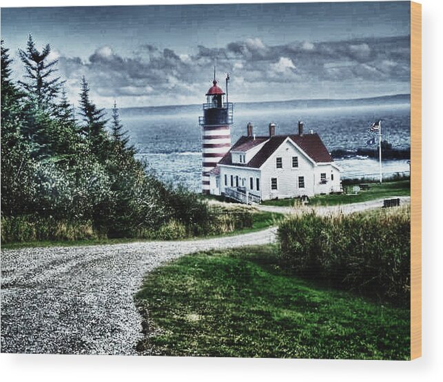 Maine Wood Print featuring the photograph West Quoddy Lighthouse by Kelly Reber