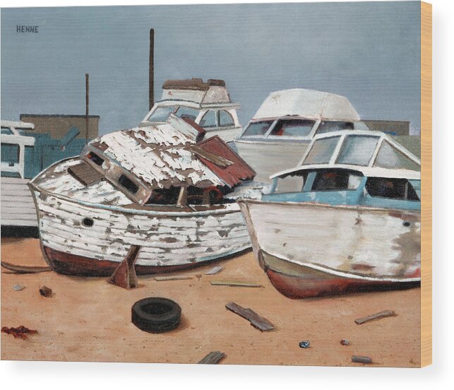 Boats Wood Print featuring the painting Abandoned Dreams by Robert Henne