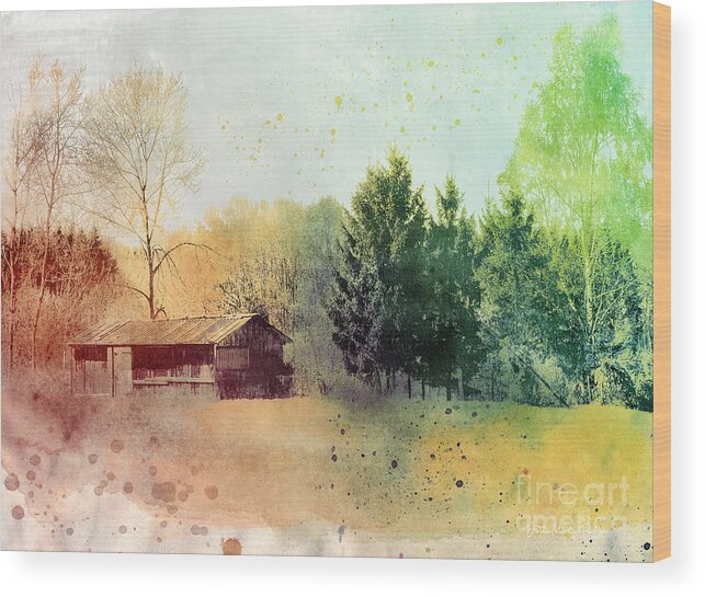 Photo Wood Print featuring the digital art Behind the Village by Jutta Maria Pusl