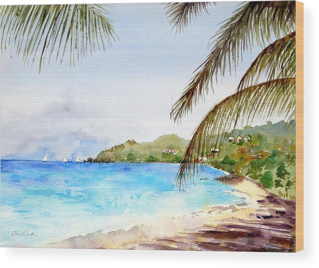 Beach Wood Print featuring the painting Brewers Bay Beach by Diane Kirk