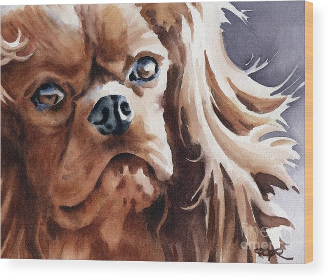 Cavalier King Charles Wood Print featuring the painting Cavalier King Charles Spaniel #3 by David Rogers