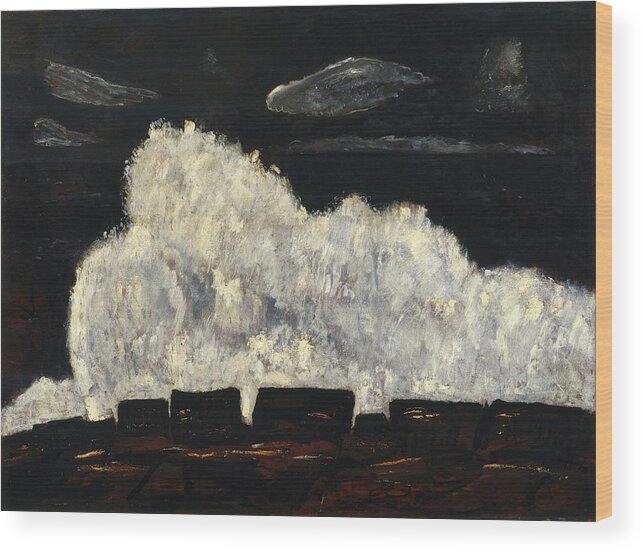 Marsden Hartley (american Wood Print featuring the painting Evening Storm Schoodic by Marsden Hartley