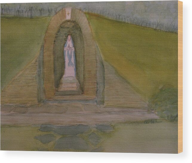 Mary Wood Print featuring the painting Our Lady of Seven Dolores #1 by David Bartsch