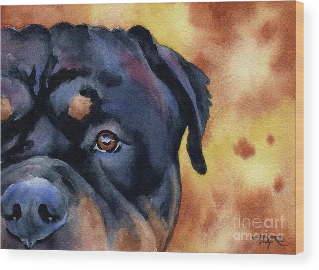 Rottweiler Wood Print featuring the painting Rottweiler #4 by David Rogers
