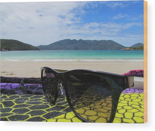 Beach Wood Print featuring the photograph Sunglasses #1 by Cesar Vieira