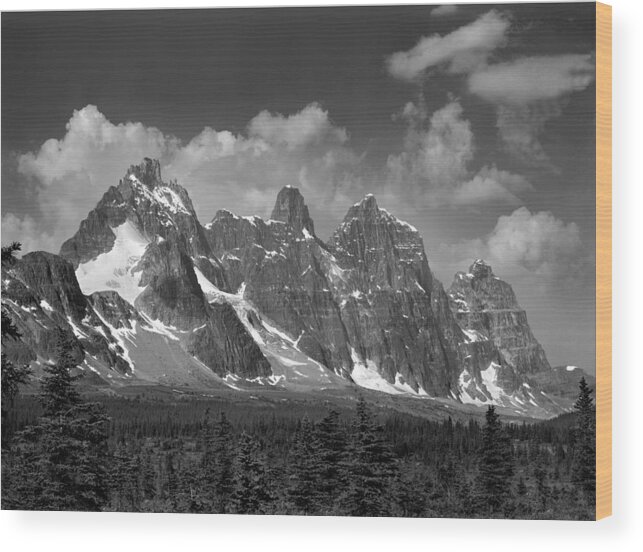 1m3855 Wood Print featuring the photograph 1M3855 Western Ramparts BW by Ed Cooper Photography