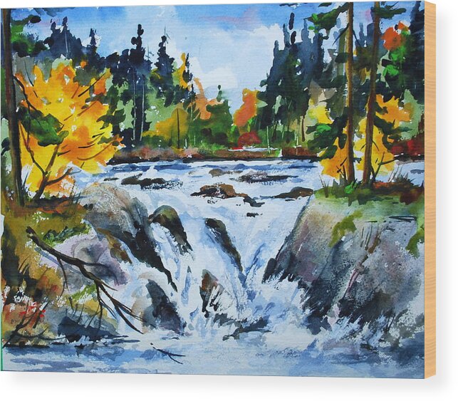 Waterfalls. Rivers. Fall Autumn Scenes Landscapes Forests Wood Print featuring the painting Buttermilk Falls #2 by Wilfred McOstrich