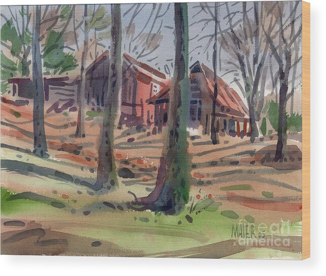 Plein Air Wood Print featuring the painting James's Barns 7 #2 by Donald Maier