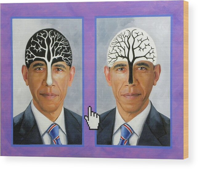 President Barack Obama Wood Print featuring the painting Obama Trees of Knowledge by Richard Barone