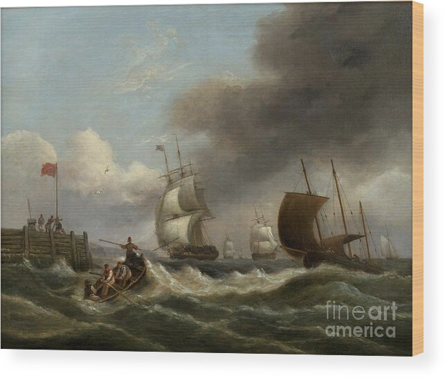 Thomas Luny Wood Print featuring the painting Seascape #3 by MotionAge Designs