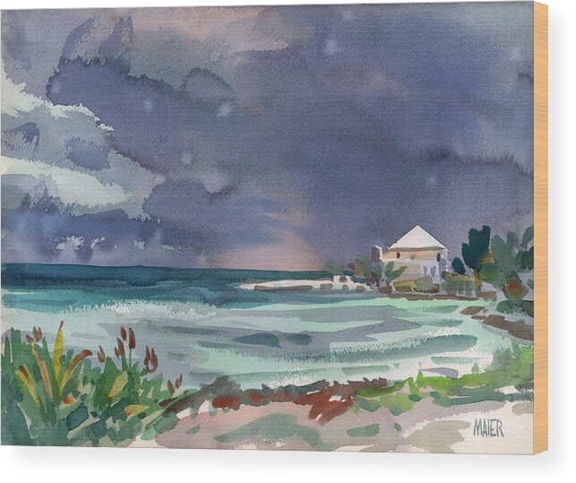 Plein Air Wood Print featuring the painting Thunderstorm Over Key West #2 by Donald Maier