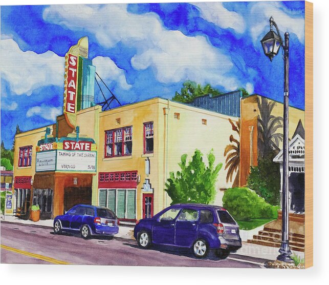 State Theater Wood Print featuring the painting #283 State Theater #283 by William Lum