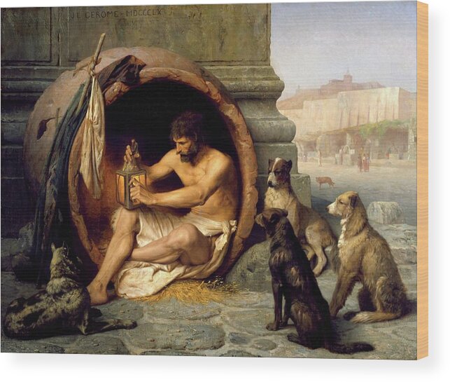 Jean Leon Gerome Wood Print featuring the painting Diogenes #2 by Jean Leon Gerome