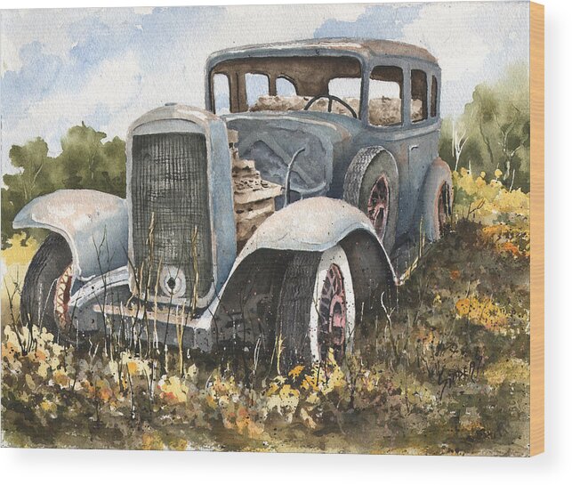 Automobile Wood Print featuring the painting 32 Buick by Sam Sidders