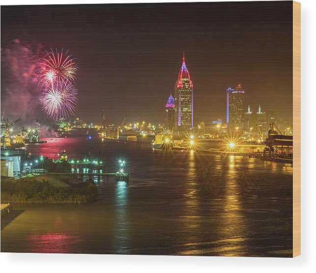 Alabama Wood Print featuring the photograph 4th of July in Mobile by Brad Boland