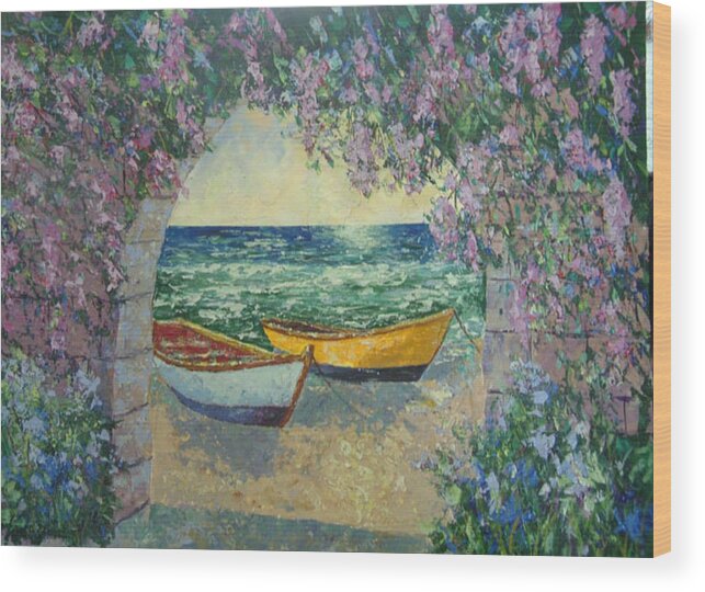 Seascape Wood Print featuring the painting South of France #6 by Frederic Payet