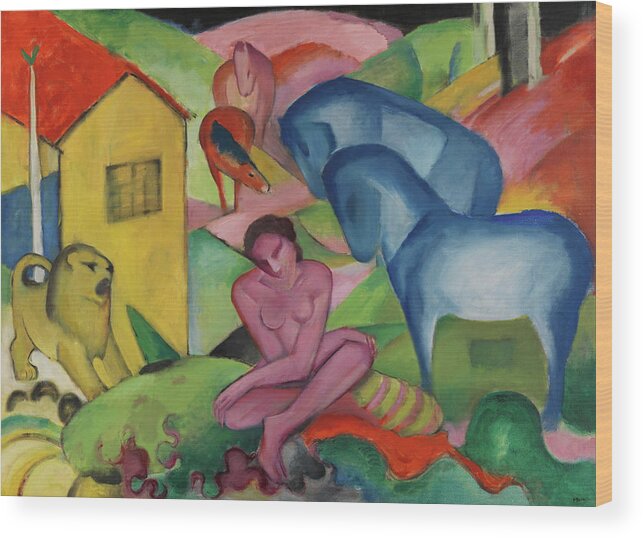 Franz Marc Wood Print featuring the painting The Dream #6 by Franz Marc