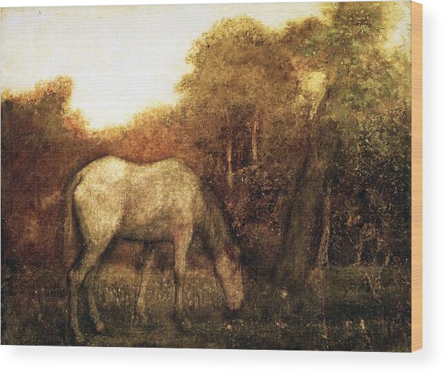 The Grazing Horse Wood Print featuring the painting The Grazing Horse #8 by MotionAge Designs
