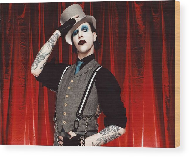 Marilyn Manson Wood Print featuring the photograph Marilyn Manson #9 by Jackie Russo