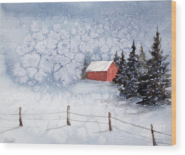 A Country Winter Wood Print featuring the painting A Country Winter by Rebecca Davis