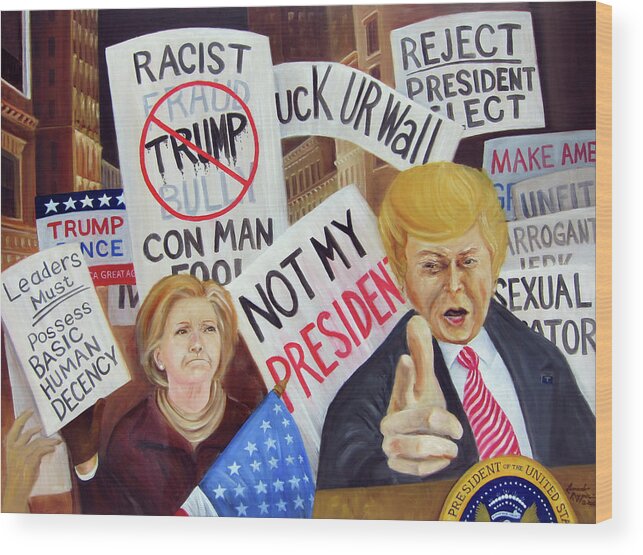 2016 Presidential Election Wood Print featuring the painting A Nation in Distress by Leonardo Ruggieri
