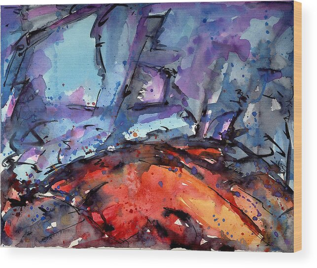 Abstract Landscape Wood Print featuring the painting Abstract Landscape 011 by Joe Michelli