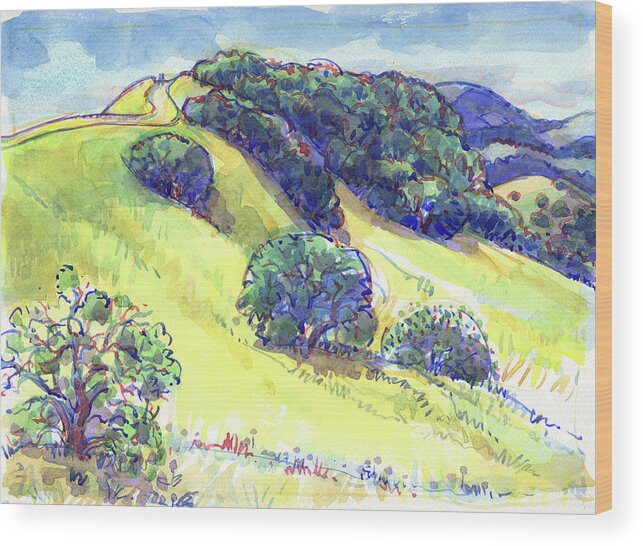 Landscape Wood Print featuring the painting Acalanes Ridge, Lafayette, CA by Judith Kunzle