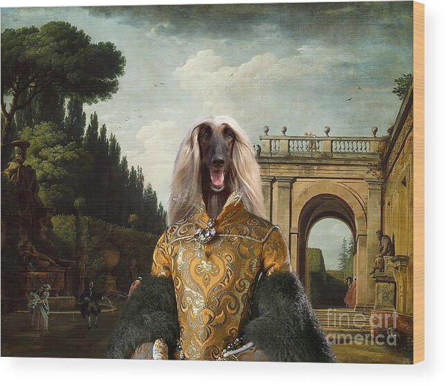 Afghan Hound Canvas Wood Print featuring the painting Afghan Hound-The afternoon promenade in Rome Canvas Fine Art Print by Sandra Sij