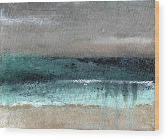 Beach Wood Print featuring the mixed media After The Storm 2- Abstract Beach Landscape by Linda Woods by Linda Woods