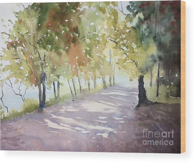 Walk Wood Print featuring the painting Afternoon Sun by Watercolor Meditations
