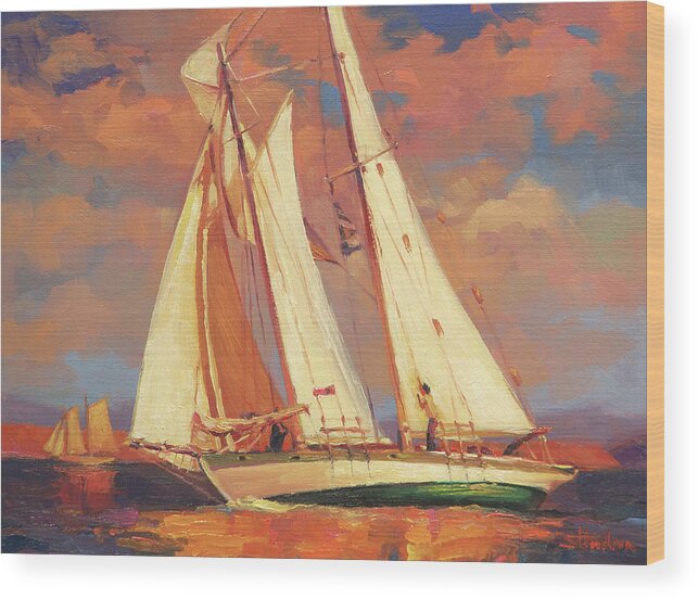 Sailboat Wood Print featuring the painting Al Fresco by Steve Henderson