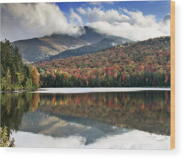Fall Wood Print featuring the photograph Algonquin Peak from Heart Lake - Adirondack Park - New York by Brendan Reals