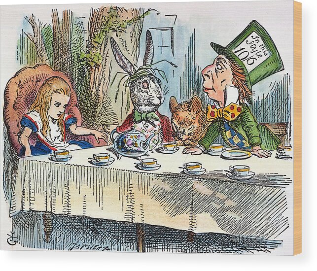 1865 Wood Print featuring the drawing Alices Mad-tea Party, 1865 by Granger