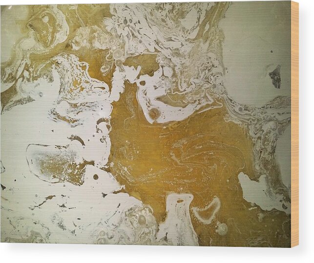 Abstract Expressionism Wood Print featuring the painting Alligator Head Amber Backflip by Gyula Julian Lovas
